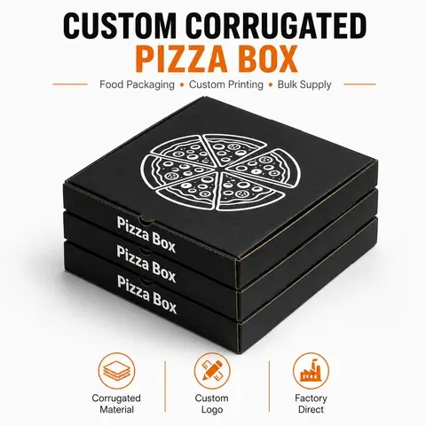 Schwarze Wellpappe-Pizzakartons, 6–18 Zoll