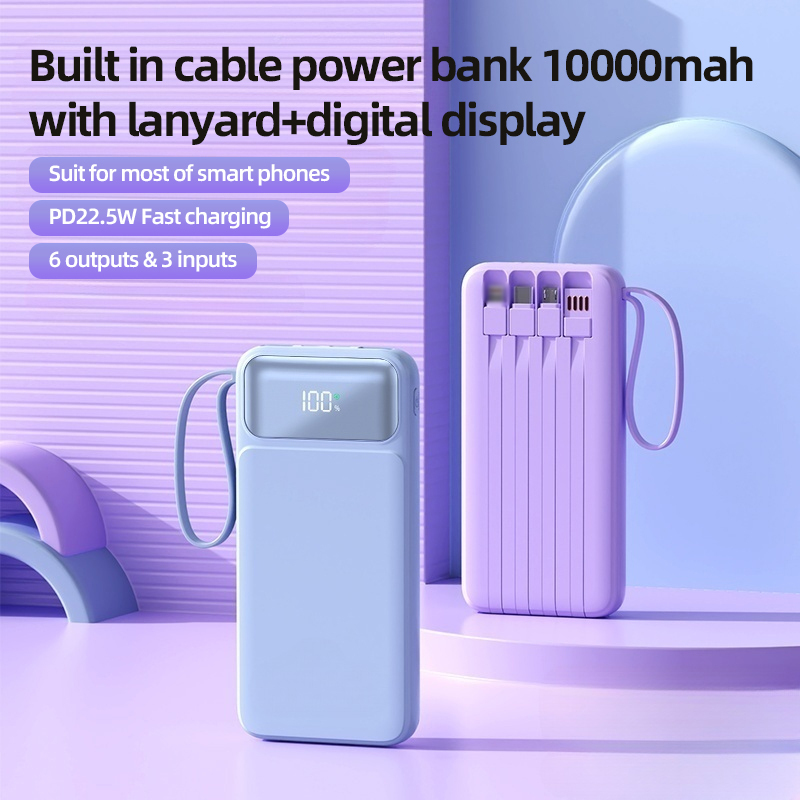 Portable 10000mAh Power Bank With Lanyard Type C 3