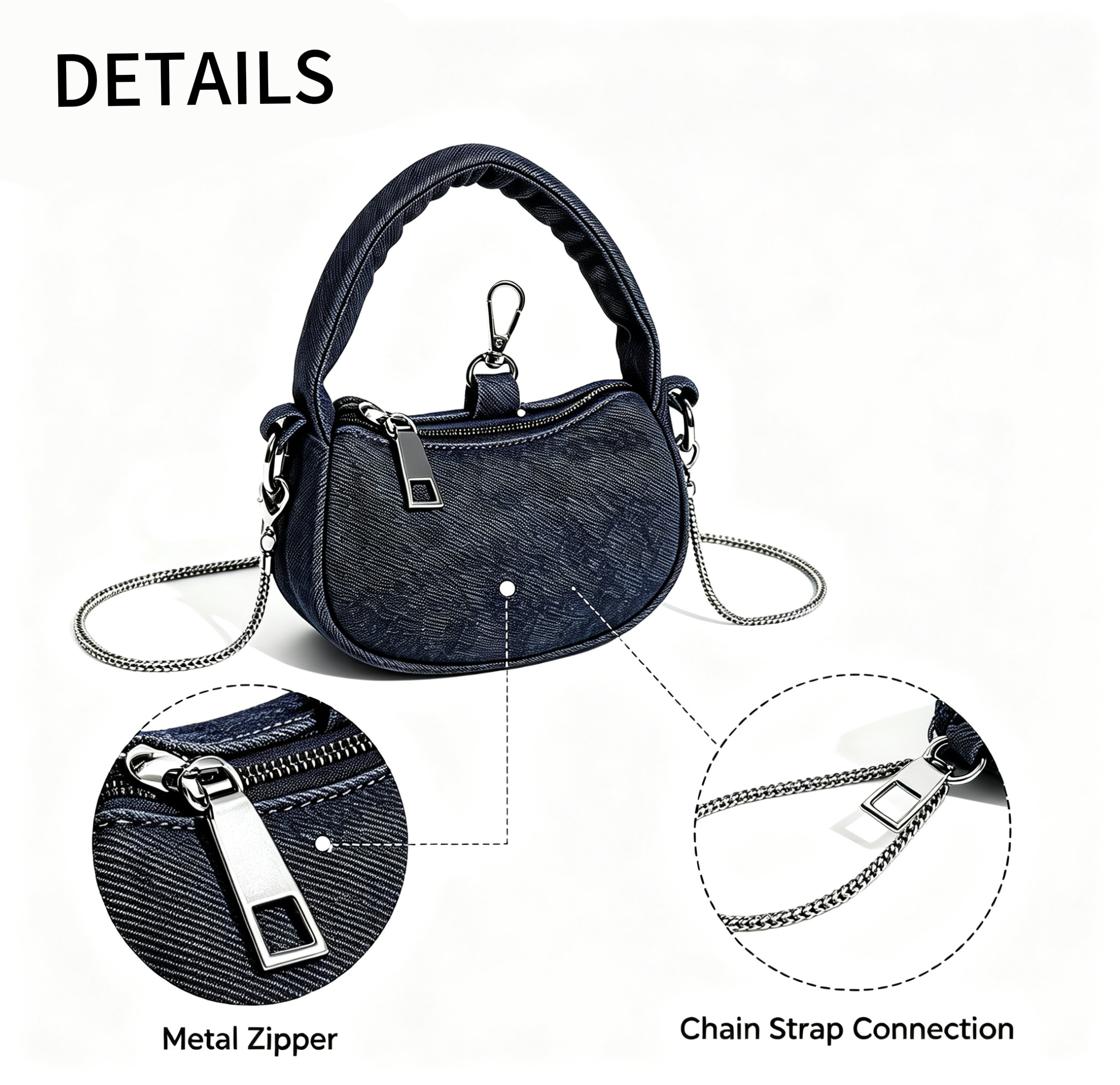 Mini Handle Handbag Detachable Silver Chain Crossbody Bag 4