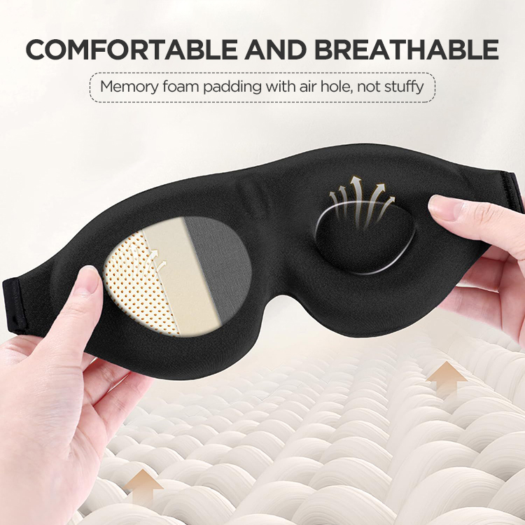 3D Contoured Memory Foam Blackout Sleep Mask 3