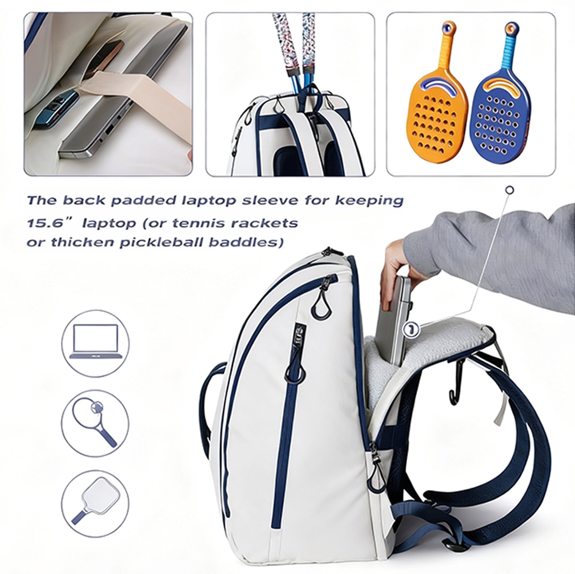 Pryes Large Capacity Tennis Racket Bag Waterproof Handheld 4