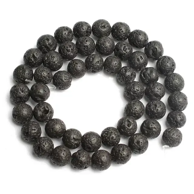 Black Lava Stone Beads 4-14mm Round 3