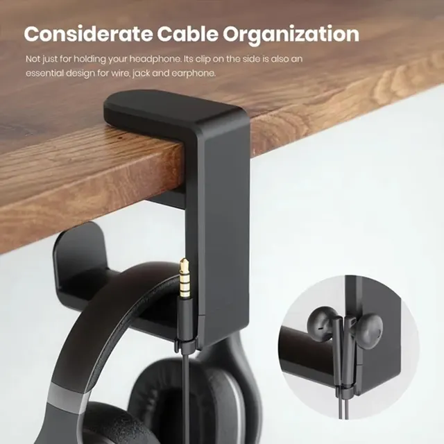 360° Rotating Desk Headphone Hanger Clip 3