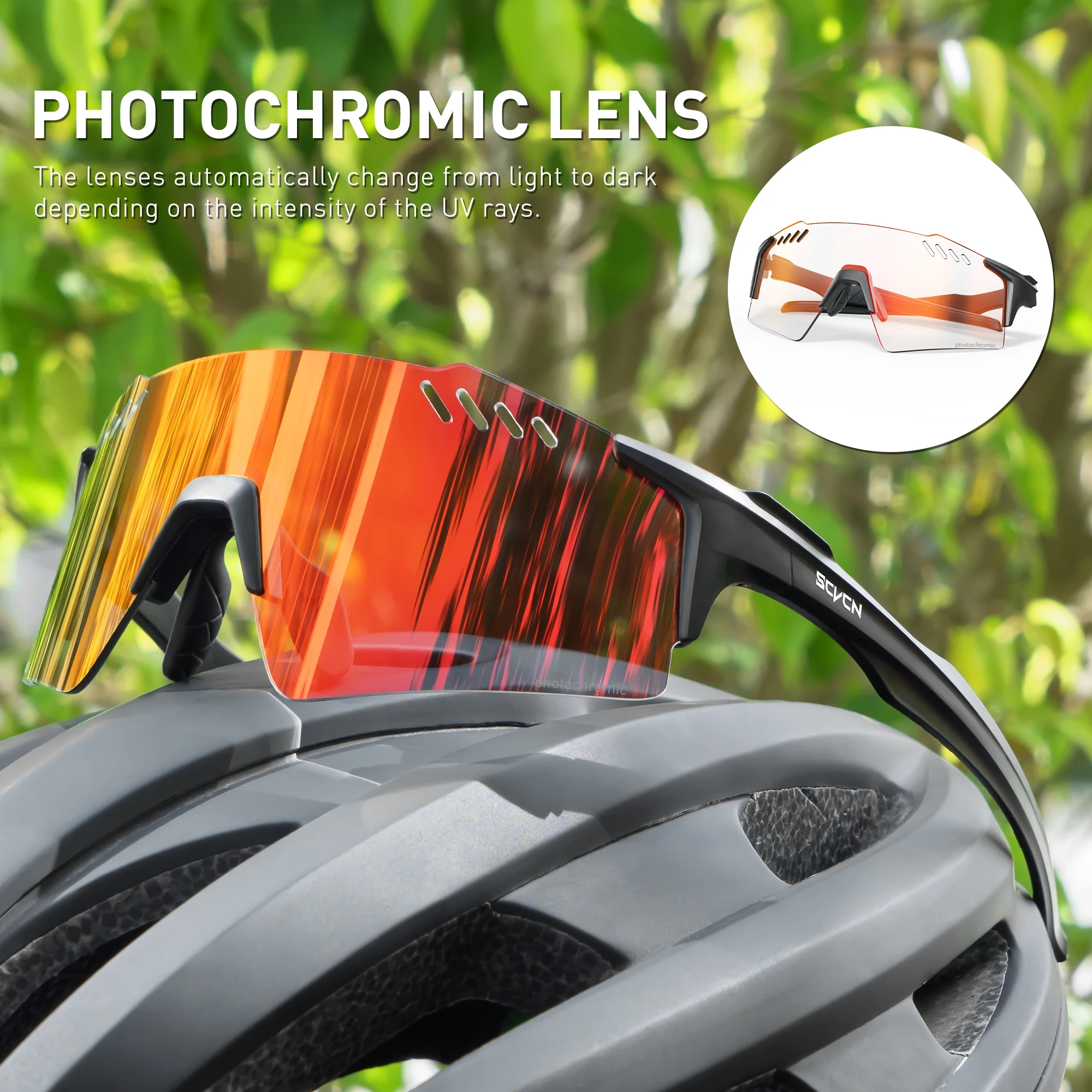 SCVCN Photochrome Fahrradbrille UV400 Fahrrad-Sportbrille für MTB Outdoor-Sport