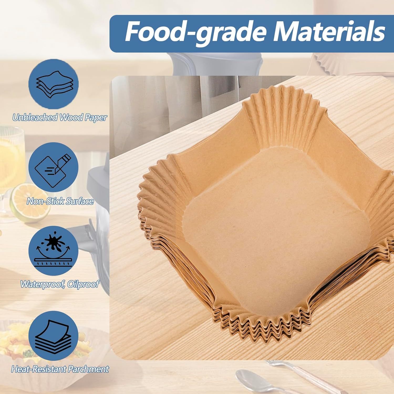 Disposable Baking Paper Air Fryer Liners 50 Pieces 2