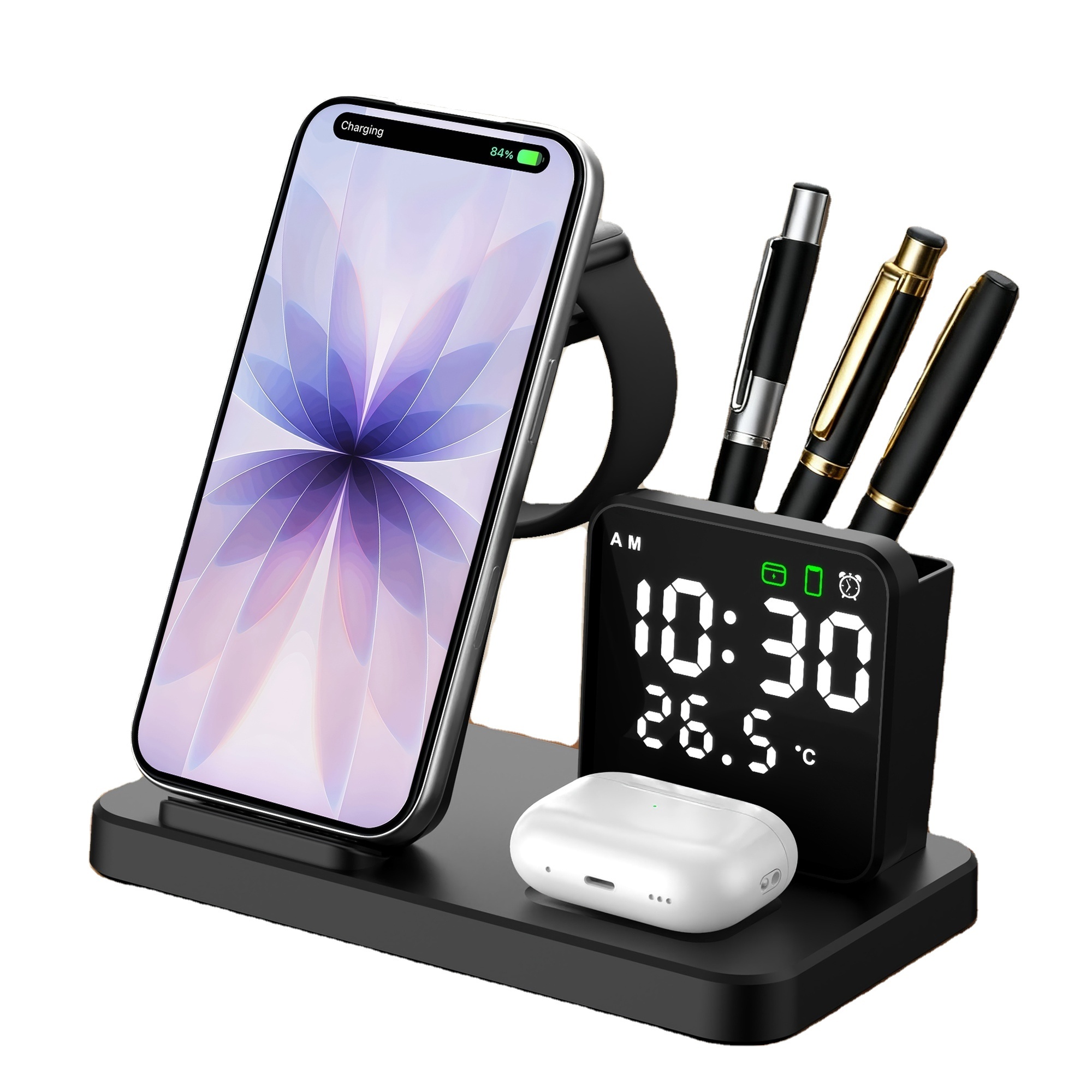 3 in 1 Wireless Charger Station With Alarm