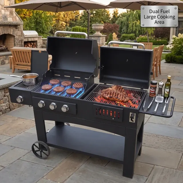 Gas and Charcoal Combo Grill 2