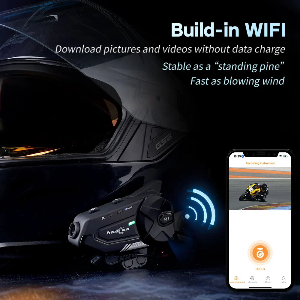Freedconn R1 Pro Bluetooth Motorrad Intercom Helm Headset 3