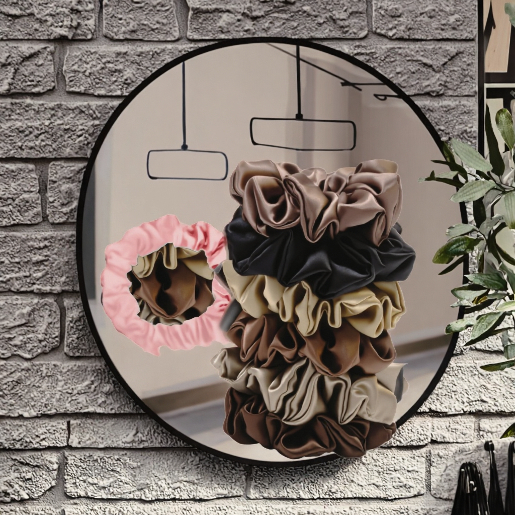 Silk Satin Hair Scrunchies Set of 6 3