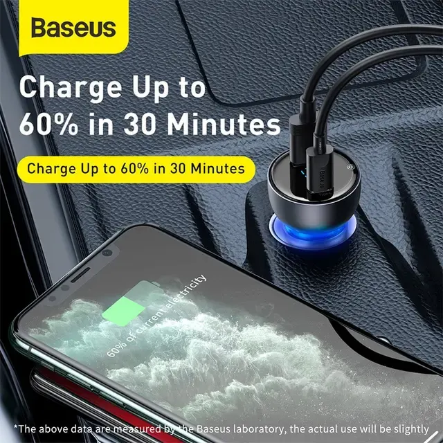 65W Dual-Port USB-C Fast Car Charger 3