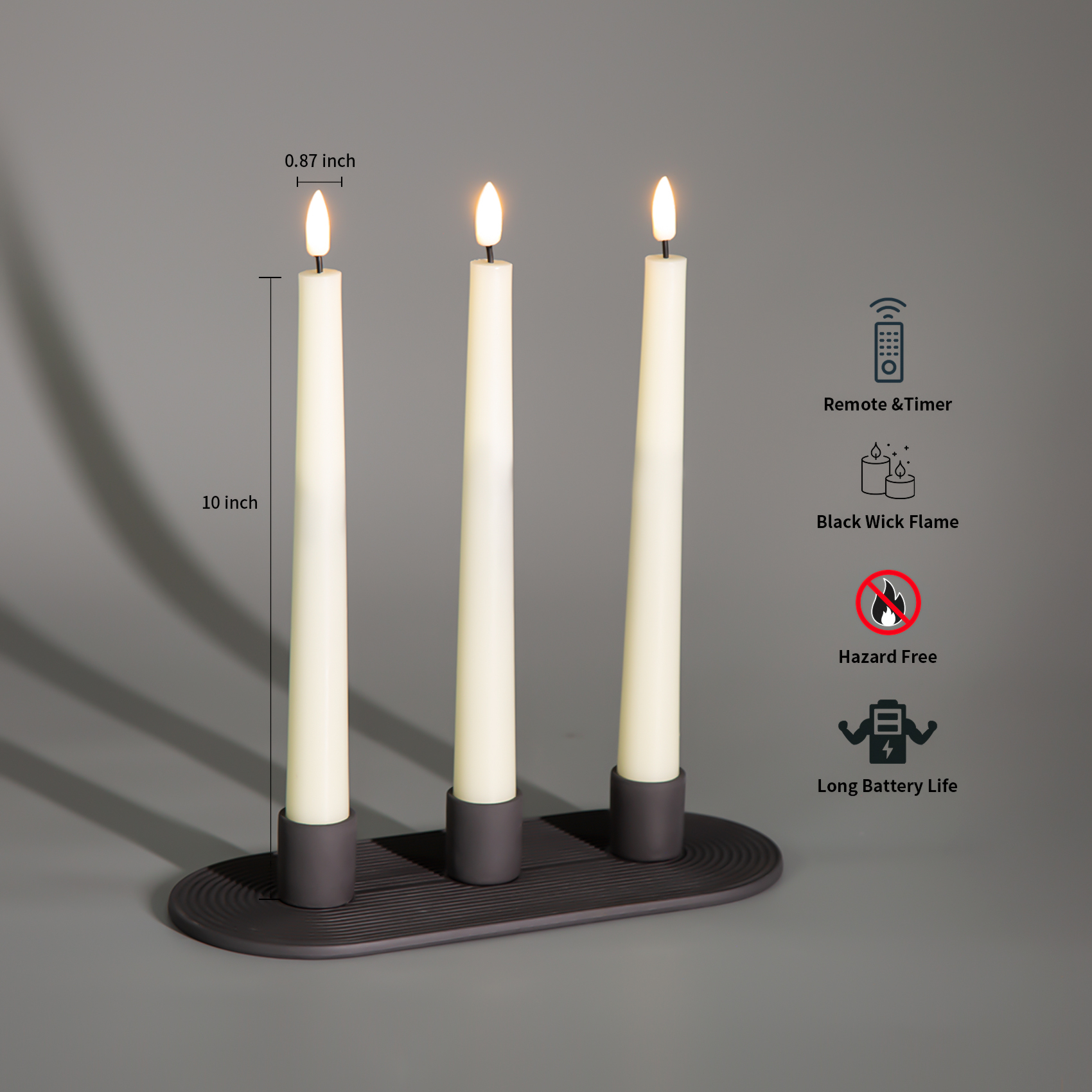Konische flammenlose LED-Kerze mit Knopfsteuerung 3