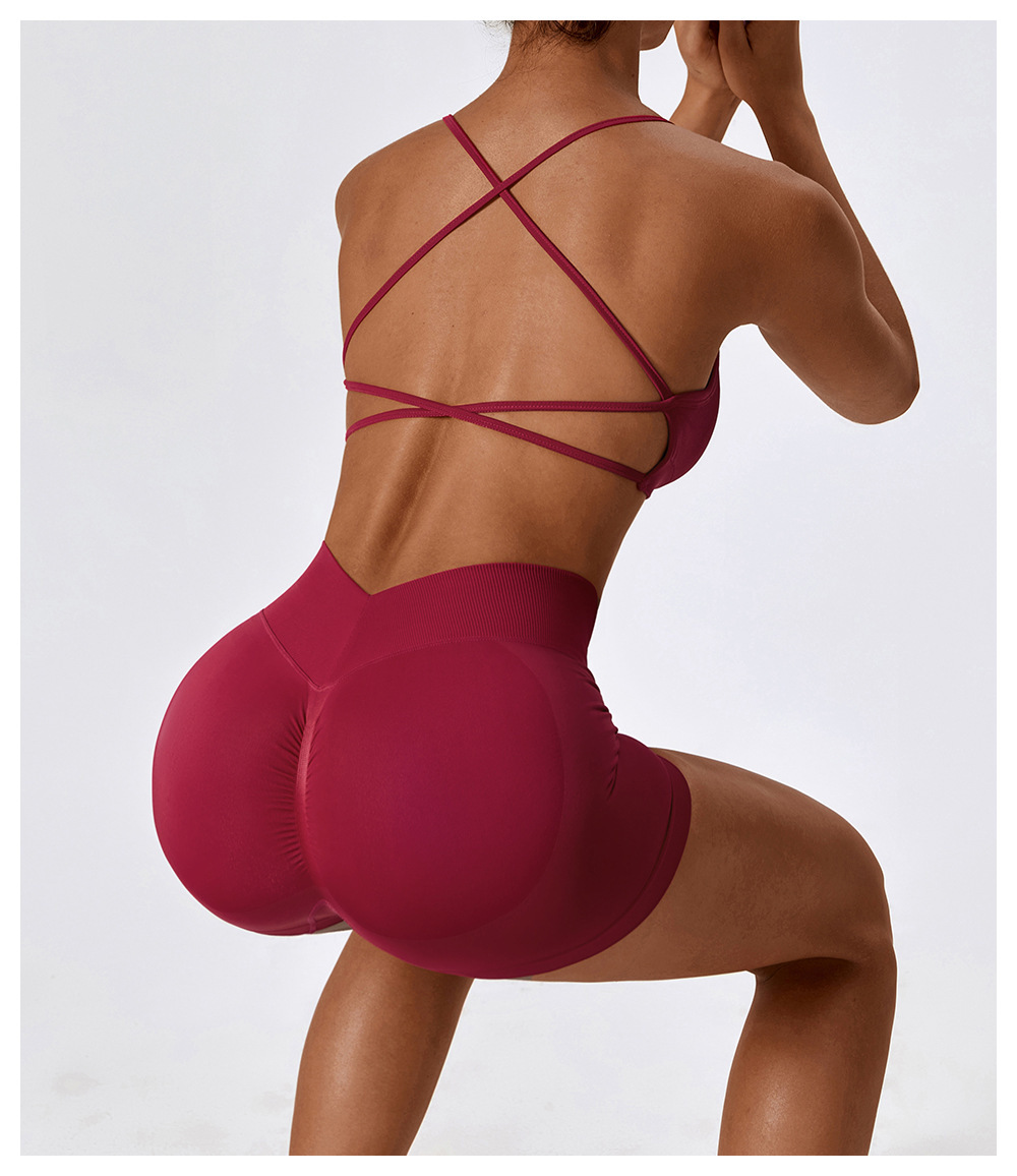 Damen Yoga-Set mit Rückenfrei-BH und Shorts 3