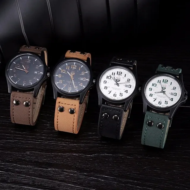 Arabic Dial Men's Quartz Watch Leather Strap 3