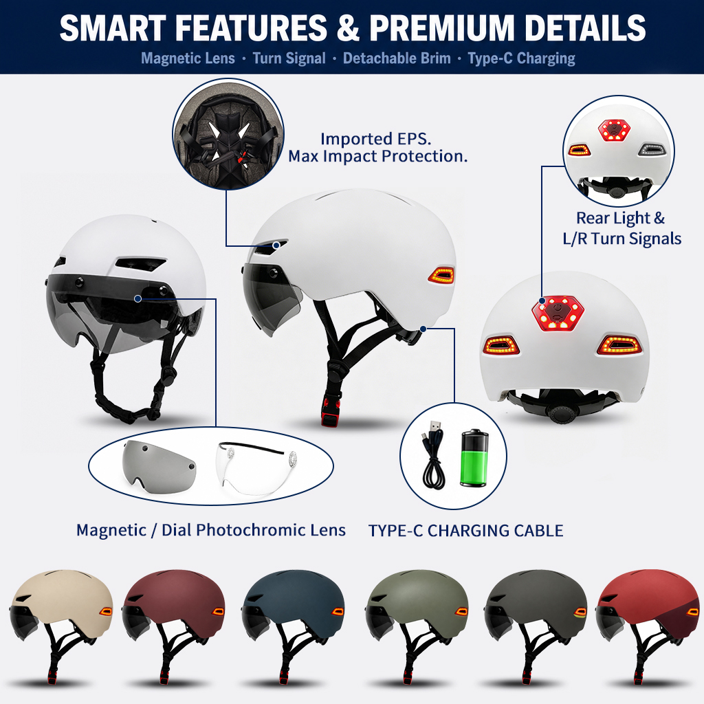CE Adult Smart EBike Helmet Bicycle Urban Commuter 2