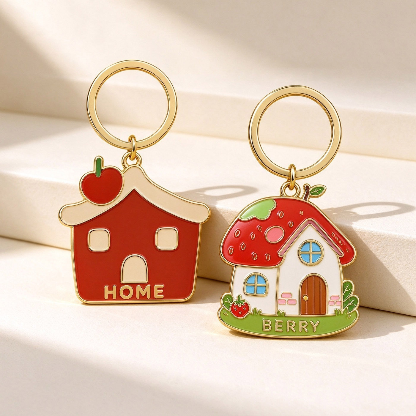 Durable Zinc Alloy Keychain with House Design