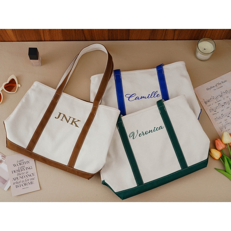 Large Cotton Canvas Tote Bag with Zipper 2