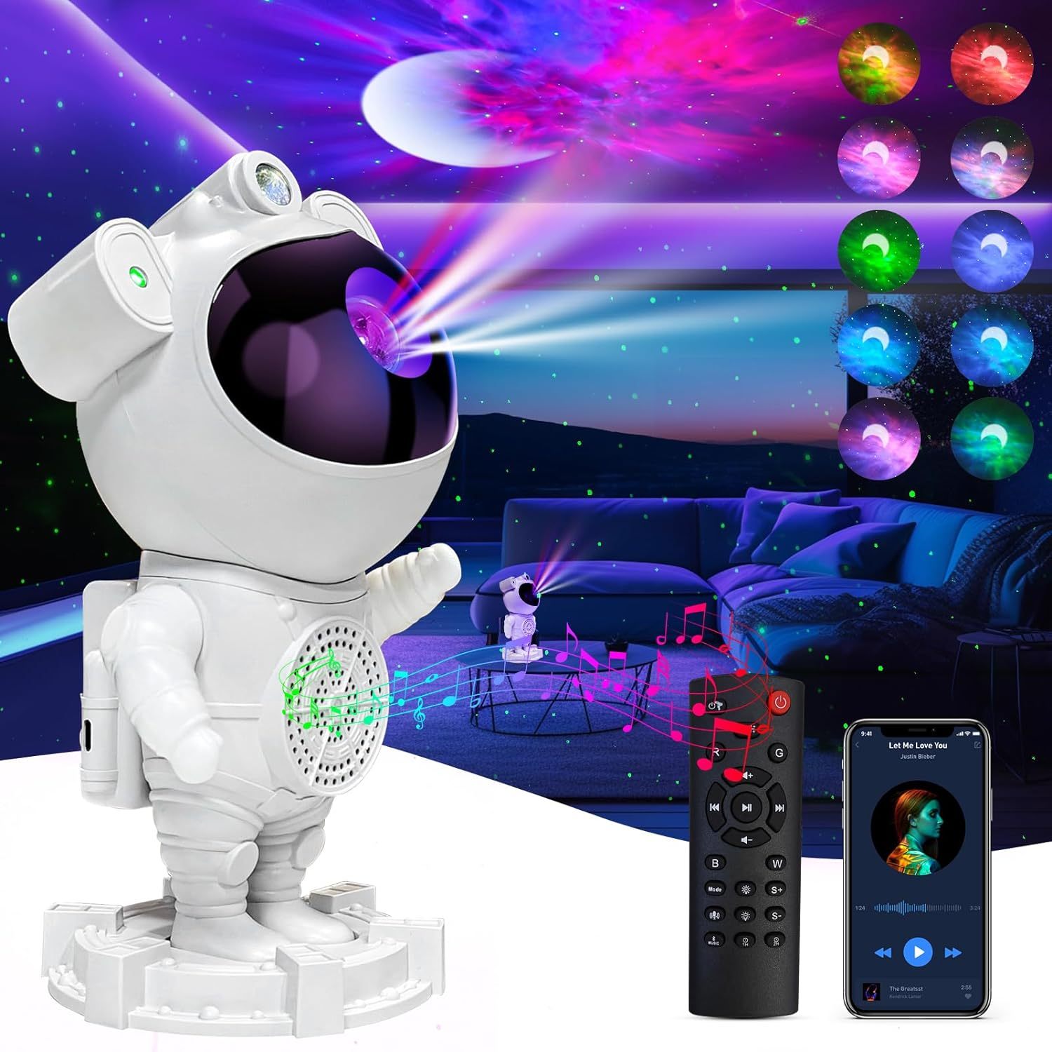 Astronauta Speaker Galaxy Star Projector Starry Night Light