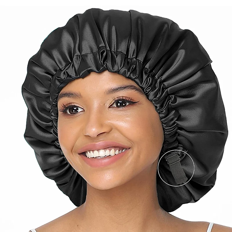 Neue Frauen Große Satin Motorhaube Seidige Nacht Schlafmütze