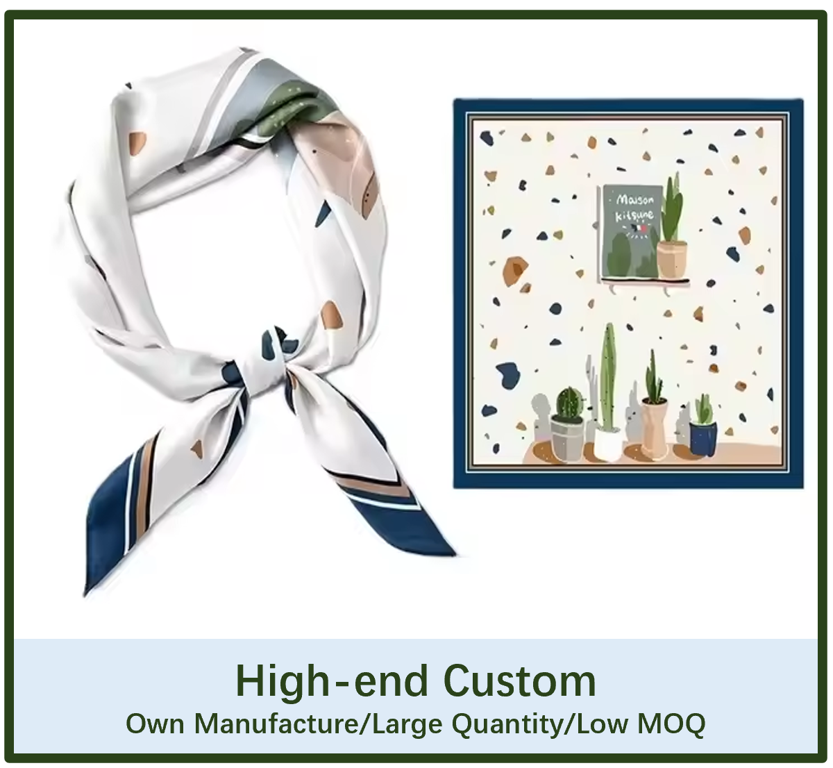 Vintage Square Silk Scarf Double-Sided Print 3
