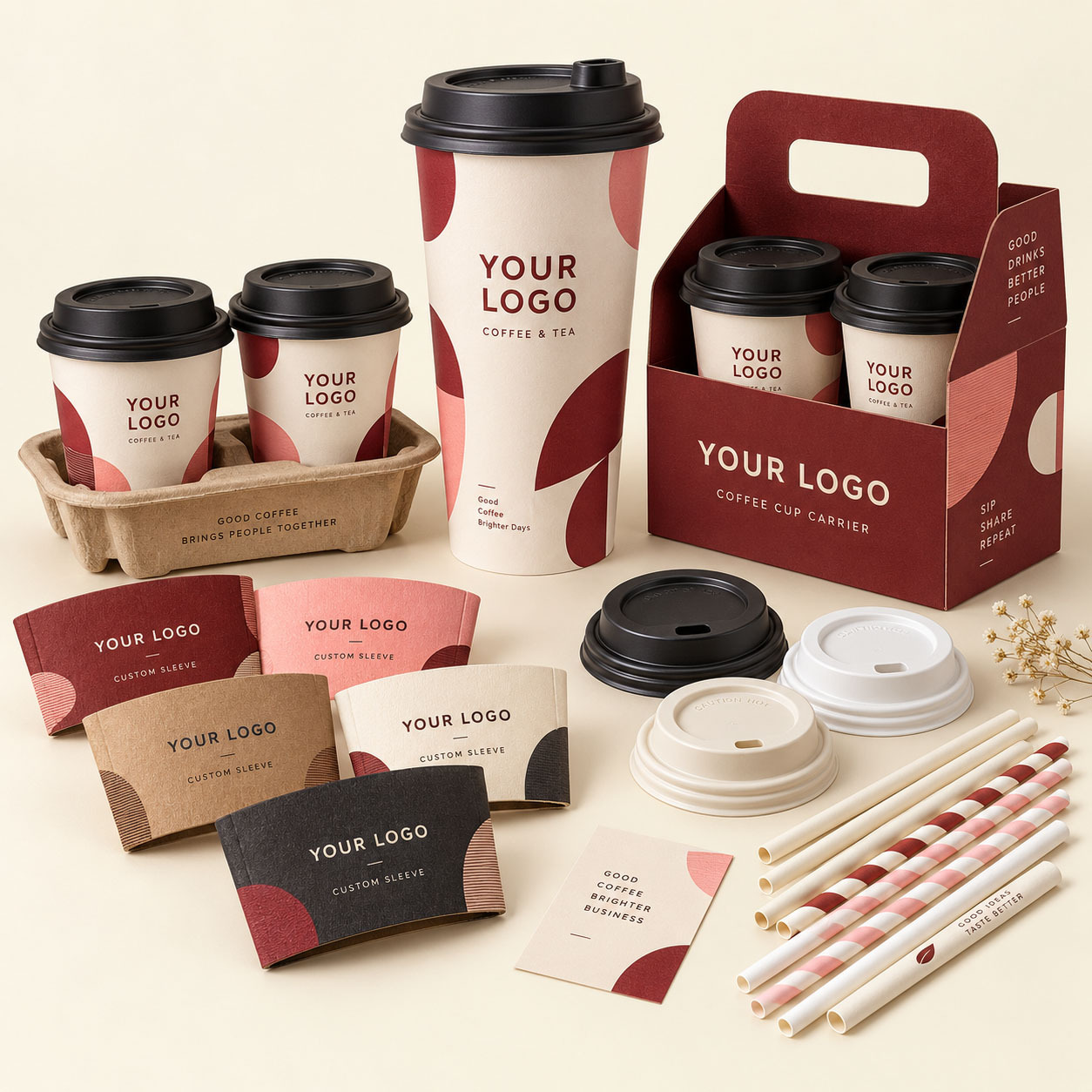 Double-Wall Disposable Paper Cup with Lid 3