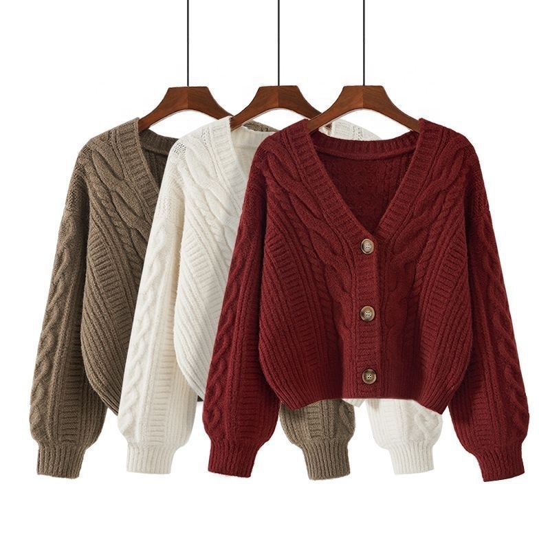 Cable - Knit Open Front Cardigan Vintage Slouchy