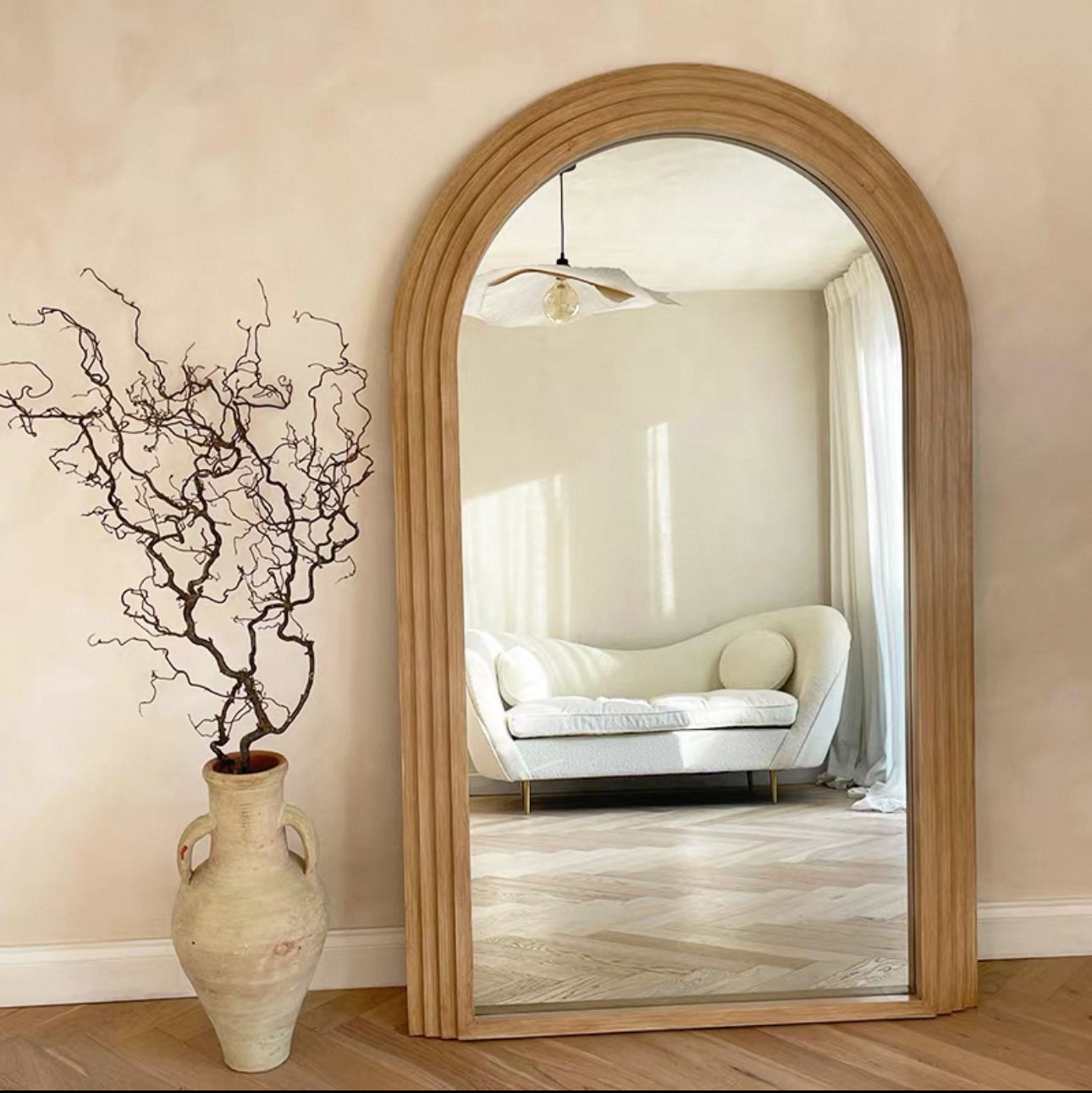 Solid Wood Arch Full-Length Mirror