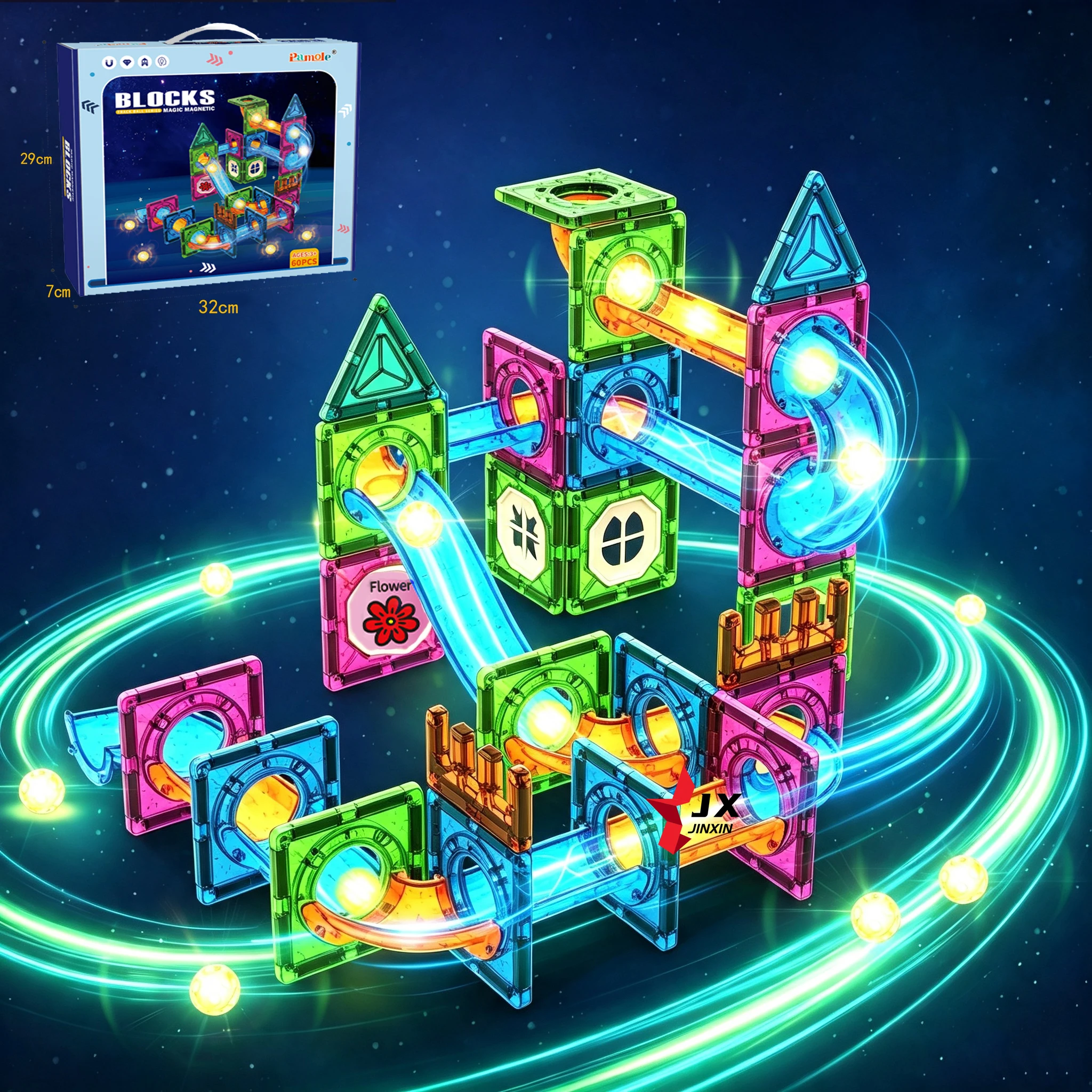 Jinxin Magnetic Building Blocks Pipeline Ball Game Construction