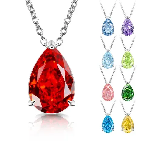 925 Sterling Silver Pear Shaped Ice Flower Pendant