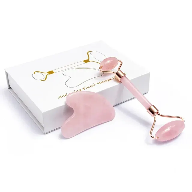Jade Roller und Gua Sha Set Gesichtsmassagegerät Natürlicher 4
