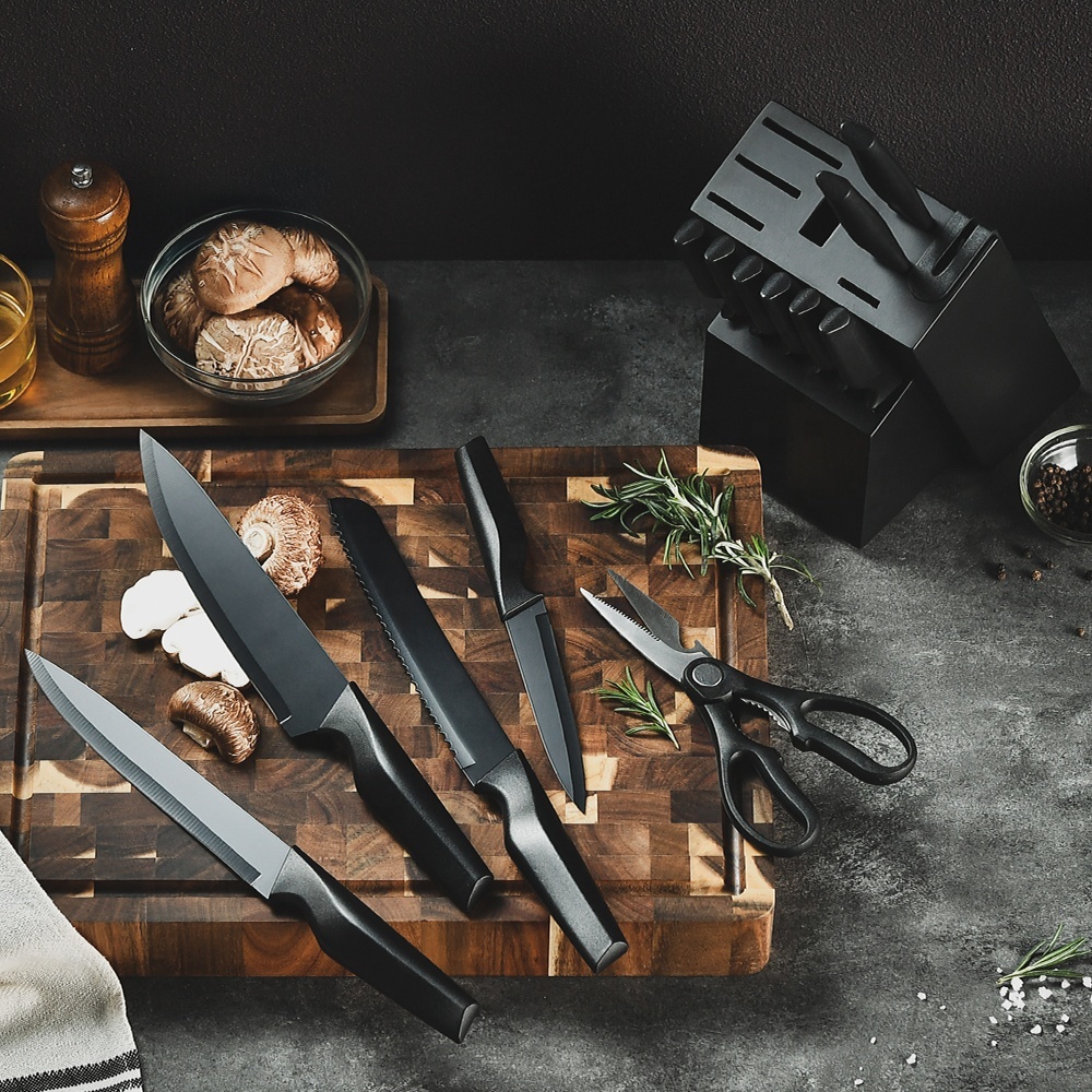 Stainless Steel Kitchen Knife Set with Block 2