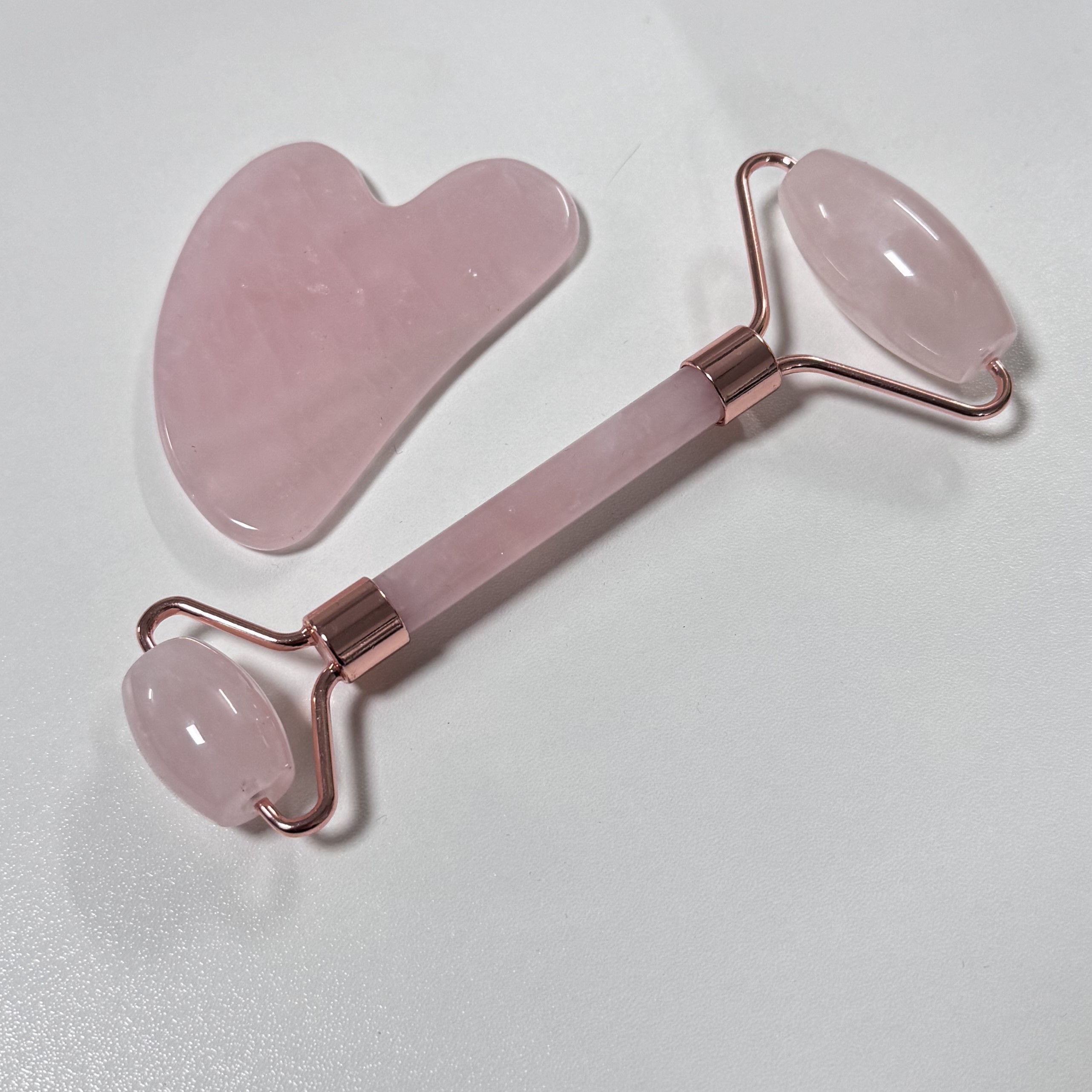Rose Quartz Facial Roller Gua Sha Set 3