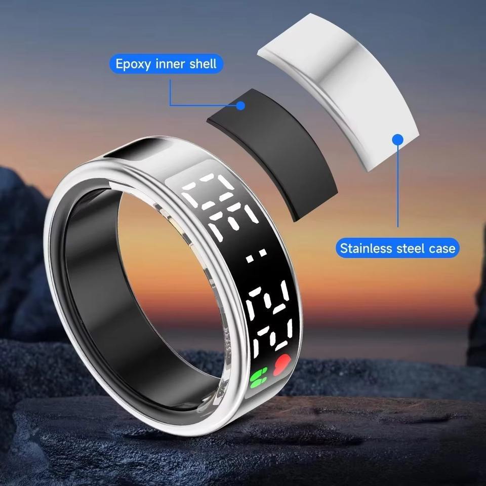 Smart Ring aus Edelstahl mit Ladeetui