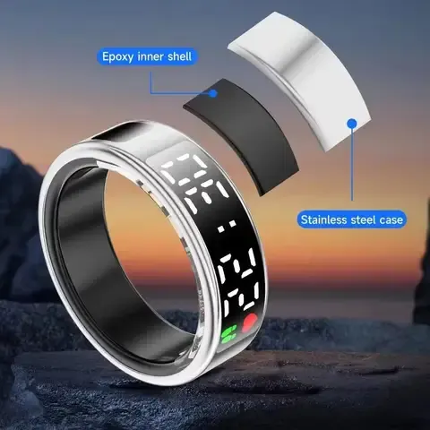 Smart Ring aus Edelstahl mit Ladeetui