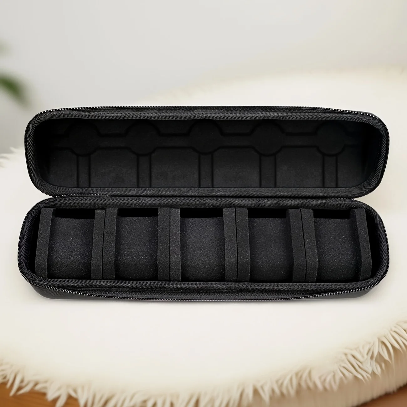 1 Stück Uhrenbox mit 5 Fächern Hartschalen-Reiseorganizer Kissen-Einsatz 4