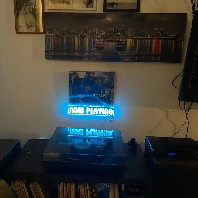 Record Stand With Neon Sign Holder 4