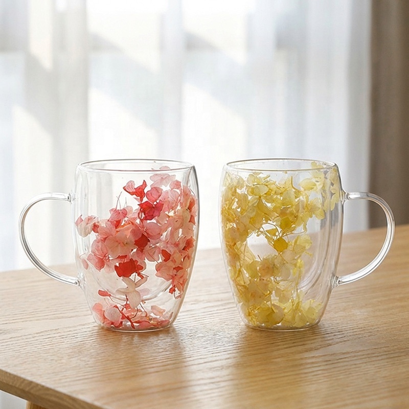 Christmas Double Wall Tea Glass with Dried Flower 4