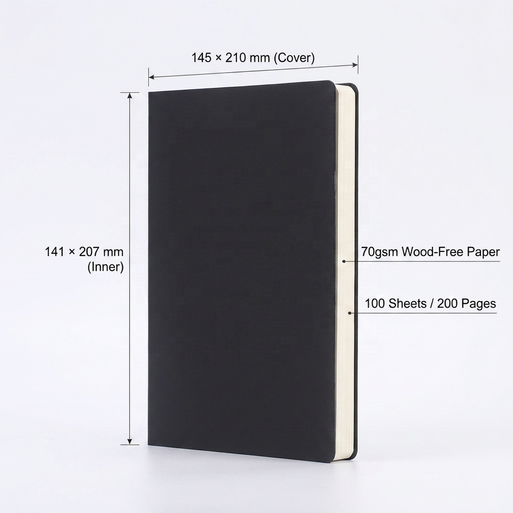 A5 PU Leather Journal Notebook Vegan Stitched Glue 3