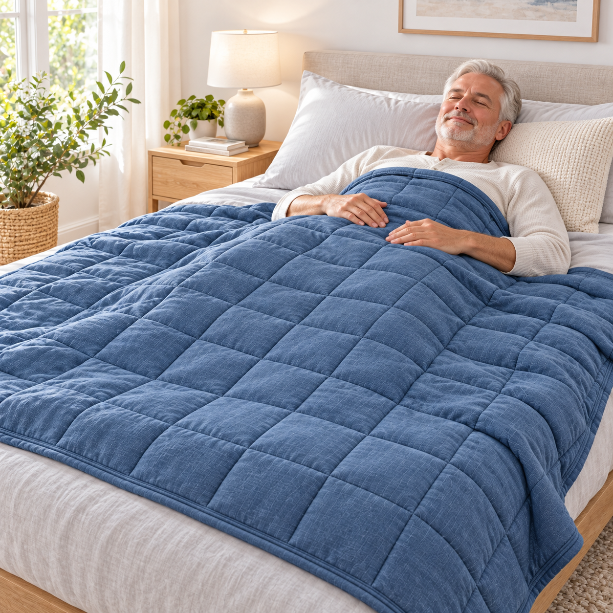 Denim Blue Cotton Weighted Blanket for Adults 2