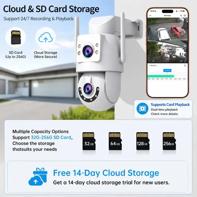 Outdoor PTZ Security Camera 5X Zoom 4K 3