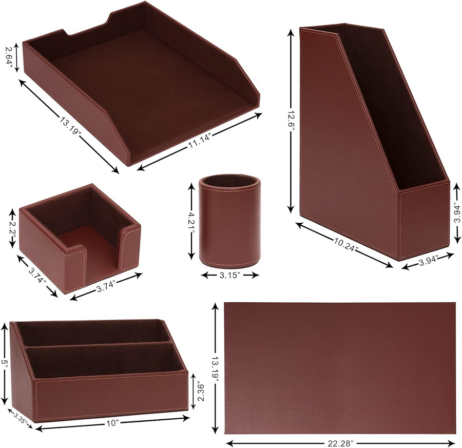 Office Supplies Desk Organizer Set Desktop Leather Writing 3
