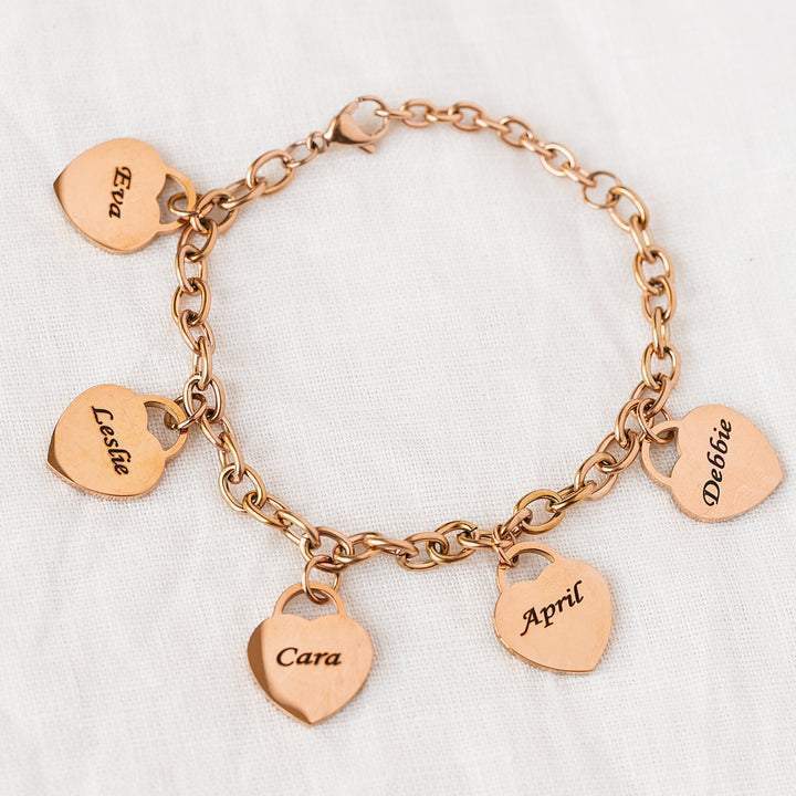 Gold Stainless Steel Heart Link Bracelet 3