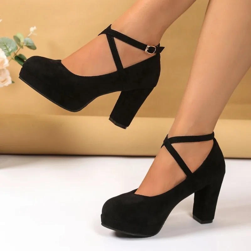 Damen High Heels Schuhe Elegante Pumps mit Riemen