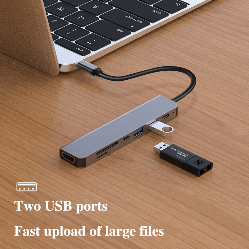 Grey 7-in-1 USB-C Multiport Hub 4K 4