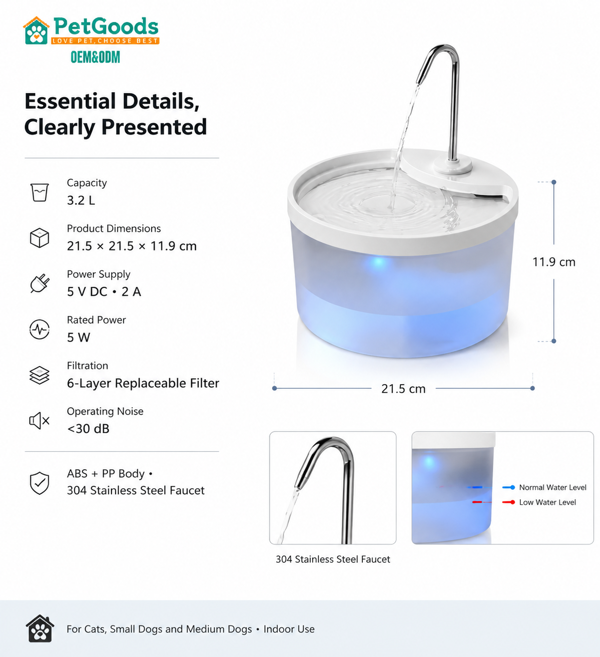 3.2L Cat Water Fountain Motion Sensor 3