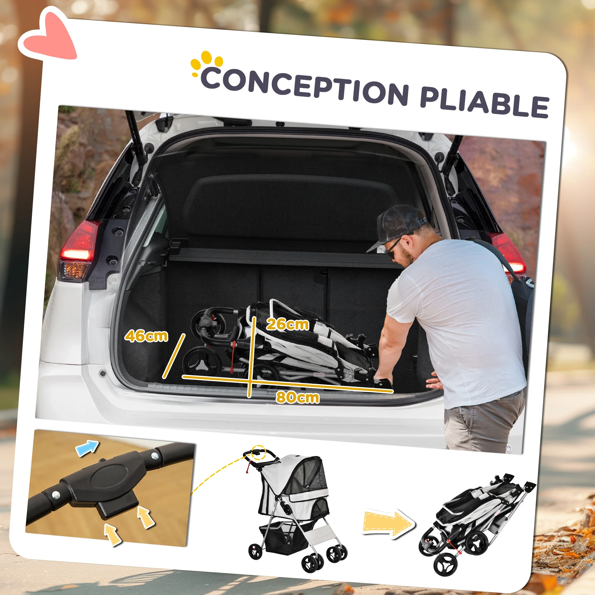 Pawut Buggy-Hundebuggy 77L x 45L 99 5H cm 4