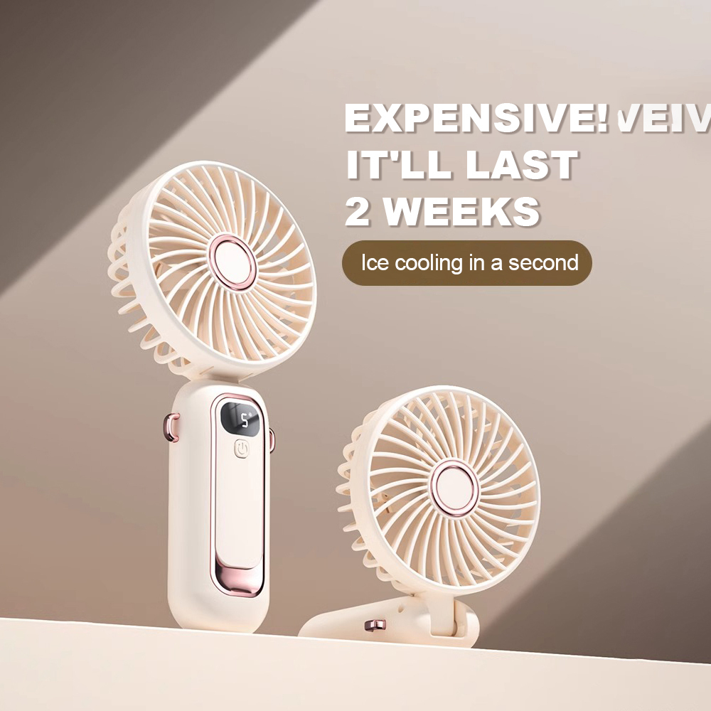 Five-Speed USB Rechargeable Handheld Folding Fan With Mobile