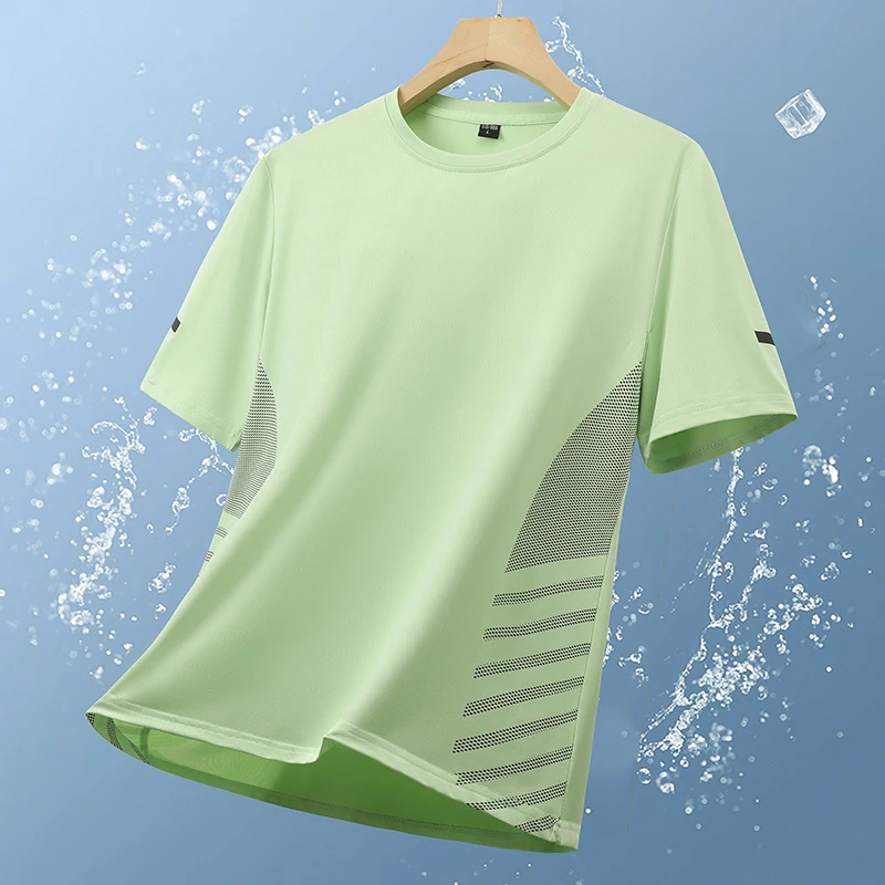Schnell Trocknendes Lauf-T-Shirt Sommer-Eisseide Dünnes Oberteil Bedruckt Kurzärmelig