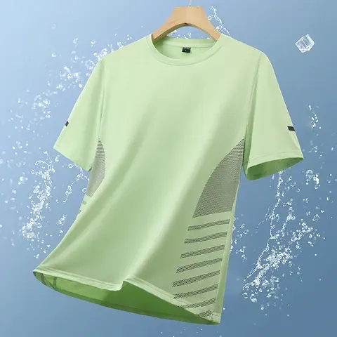 Schnell Trocknendes Lauf-T-Shirt Sommer-Eisseide Dünnes Oberteil Bedruckt Kurzärmelig