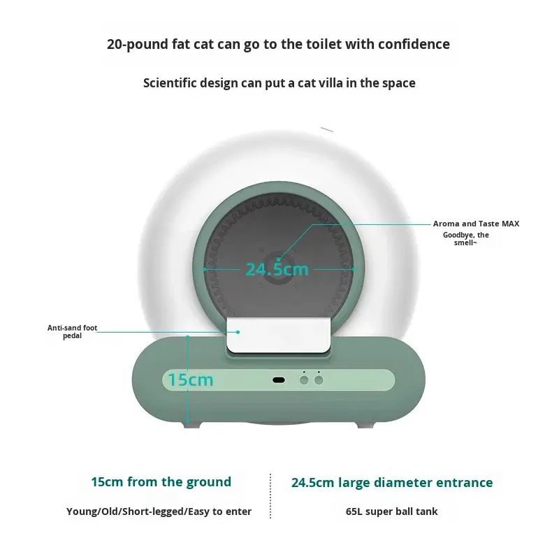 Self-Cleaning Automatic Cat Litter Box 65L 4