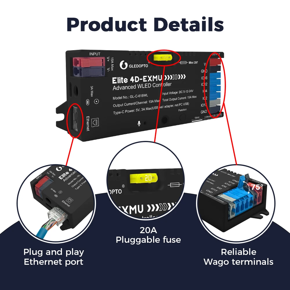 GLEDOPTO Elite 4-Kanal WLED-Controller ESP32 Ethernet & WLAN 2